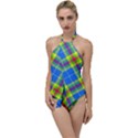 Clown Costume Plaid Striped Go with the Flow One Piece Swimsuit View1