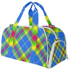 Clown Costume Plaid Striped Burner Gym Duffel Bag by SpinnyChairDesigns