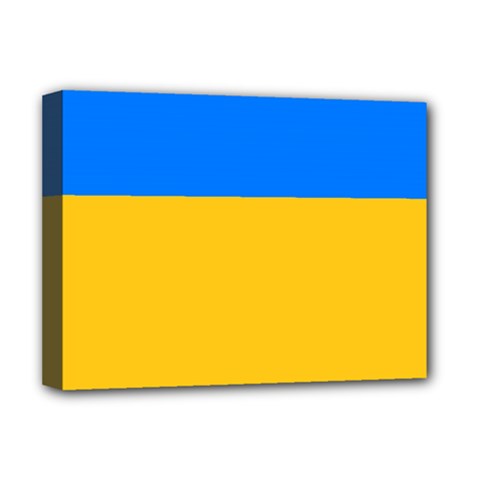 Bright Yellow With Blue Deluxe Canvas 16  X 12  (stretched)  by tmsartbazaar