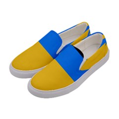 Bright Yellow With Blue Women s Canvas Slip Ons by tmsartbazaar