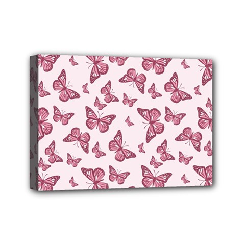 Blush Pink Color Butterflies Mini Canvas 7  X 5  (stretched) by SpinnyChairDesigns