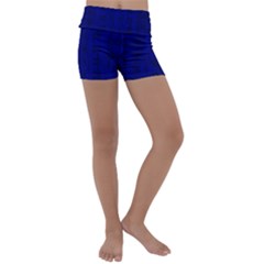 Cobalt Blue Color Batik Kids  Lightweight Velour Yoga Shorts by SpinnyChairDesigns
