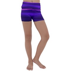 Electric Neon Indigo Black Ombre  Kids  Lightweight Velour Yoga Shorts by SpinnyChairDesigns