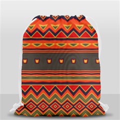 Boho Orange Tribal Pattern Drawstring Bag (small) by SpinnyChairDesigns