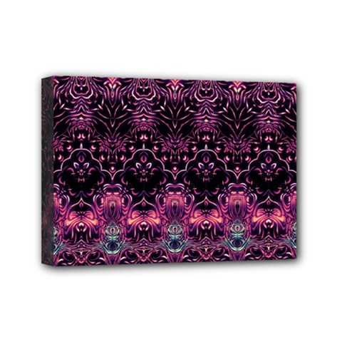 Boho Magenta Black Pattern Mini Canvas 7  X 5  (stretched) by SpinnyChairDesigns