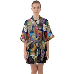 Sisters2020 Half Sleeve Satin Kimono  by Kritter