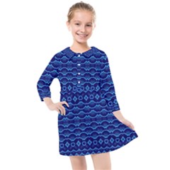 Cobalt Blue  Kids  Quarter Sleeve Shirt Dress by SpinnyChairDesigns
