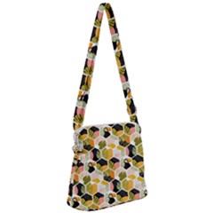 Hexagon Tropical Pattern Zipper Messenger Bag by designsbymallika
