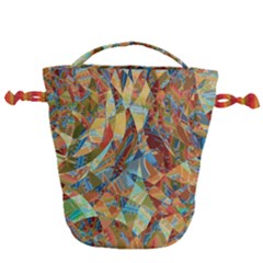 Boho Colorful Mosaic Drawstring Bucket Bag by SpinnyChairDesigns