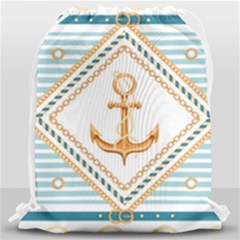 Chain Pattern Blue 6 Drawstring Bag (large) by designsbymallika