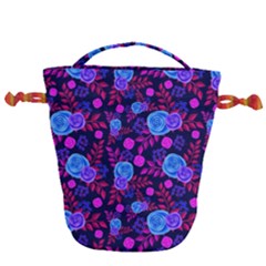 Backgroung Rose Purple Wallpaper Drawstring Bucket Bag by HermanTelo