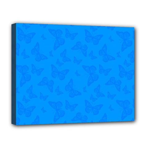 Cornflower Blue Butterfly Print Canvas 14  X 11  (stretched) by SpinnyChairDesigns