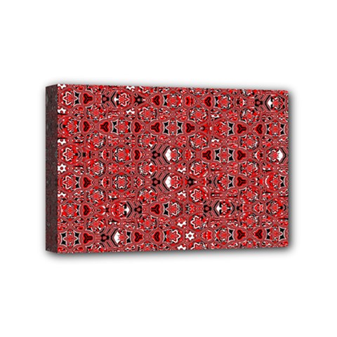 Abstract Red Black Checkered Mini Canvas 6  X 4  (stretched) by SpinnyChairDesigns