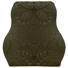 Rustic Green Brown Swirls Car Seat Velour Cushion  by SpinnyChairDesigns
