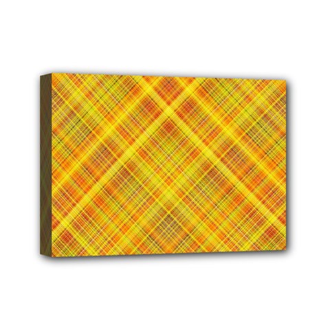 Orange Madras Plaid Mini Canvas 7  X 5  (stretched) by SpinnyChairDesigns