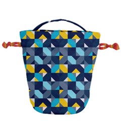 Geometric Hypnotic Shapes Drawstring Bucket Bag by tmsartbazaar