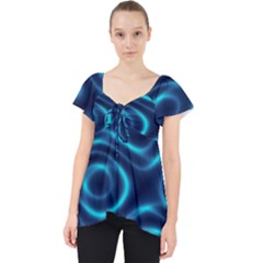 Blue Wavy Lace Front Dolly Top by Sabelacarlos
