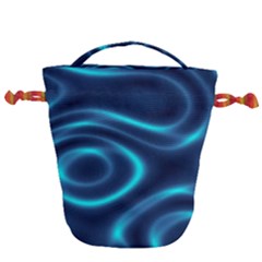 Blue Wavy Drawstring Bucket Bag by Sabelacarlos