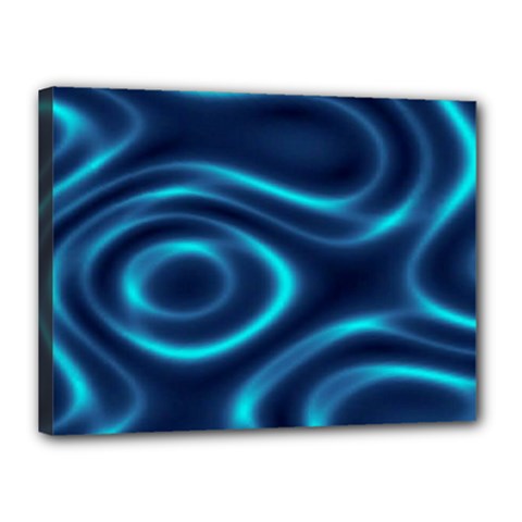 Blue Wavy Canvas 16  X 12  (stretched) by Sabelacarlos