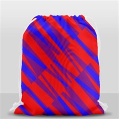 Geometric Blocks, Blue And Red Triangles, Abstract Pattern Drawstring Bag (small) by Casemiro