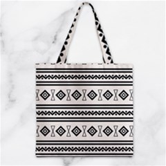 Black And White Aztec Zipper Grocery Tote Bag by tmsartbazaar