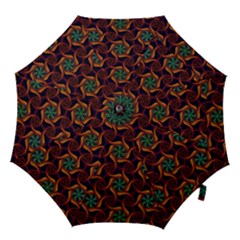 Teal Orange Burgundy Mandala Pattern Hook Handle Umbrellas (large) by Graphika