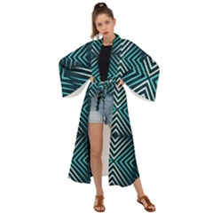 Blue Motif Design Maxi Kimono by tmsartbazaar