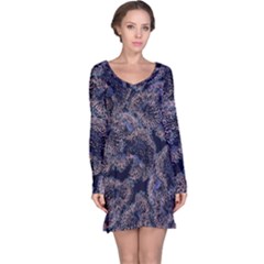 Glowing Coral Pattern Long Sleeve Nightdress by LoolyElzayat