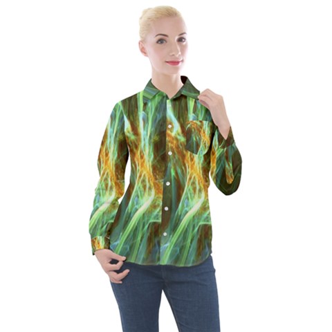Abstract Illusion Women s Long Sleeve Pocket Shirt by Sparkle