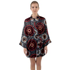 Tribal Aztec Mandala Art Long Sleeve Satin Kimono by tmsartbazaar