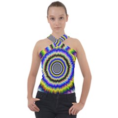 Psychedelic Blackhole Cross Neck Velour Top by Filthyphil