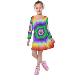 Psychedelic Trance Kids  Long Sleeve Velvet Dress by Filthyphil