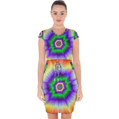 Psychedelic Big Bang Capsleeve Drawstring Dress  by Filthyphil