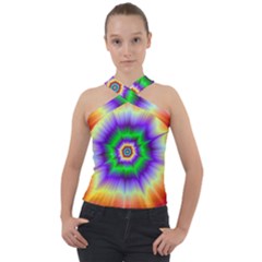 Psychedelic Explosion Cross Neck Velour Top by Filthyphil