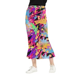 Psychedelic Geometry Maxi Fishtail Chiffon Skirt by Filthyphil