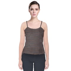 Chestnut Nile Crocodile Skin Velvet Spaghetti Strap Top by LoolyElzayat