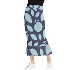 Orchard Fruits In Blue Maxi Fishtail Chiffon Skirt by andStretch