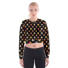 Geometric Diamond Tile Cropped Sweatshirt by tmsartbazaar