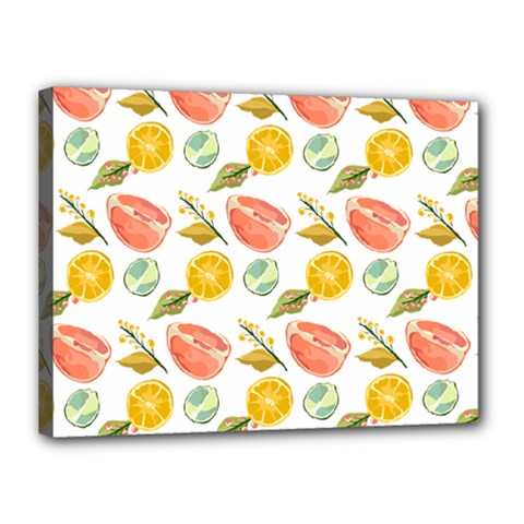 Citrus Gouache Pattern Canvas 16  X 12  (stretched) by EvgeniaEsenina
