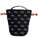 Dinosaur Skeleton Head Motif Pattern Drawstring Bucket Bag View2