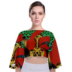 Ragnarok Dragon Monster Tie Back Butterfly Sleeve Chiffon Top by HermanTelo