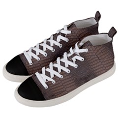 Brown Alligator Leather Skin Men s Mid-top Canvas Sneakers by LoolyElzayat
