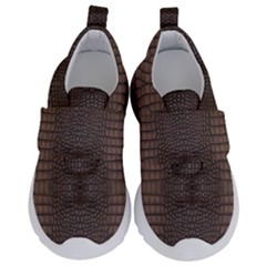 Brown Alligator Leather Skin Kids  Velcro No Lace Shoes by LoolyElzayat