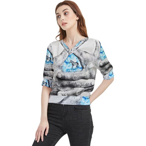 Hands Horse Hand Dream Quarter Sleeve Blouse by HermanTelo