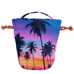 Sunset Palms Drawstring Bucket Bag by goljakoff