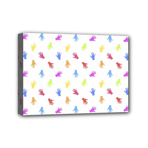 Multicolored Hands Silhouette Motif Design Mini Canvas 7  X 5  (stretched) by dflcprintsclothing