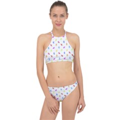 Multicolored Hands Silhouette Motif Design Racer Front Bikini Set by dflcprintsclothing