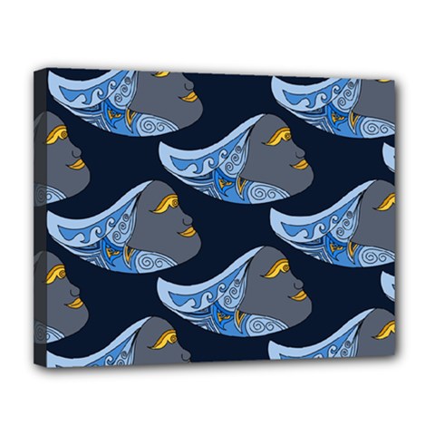 Queen Fish Doodle Art Canvas 14  X 11  (stretched) by tmsartbazaar
