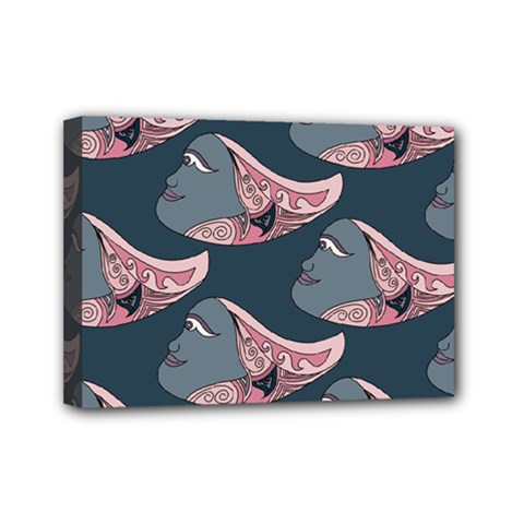 Doodle Queen Fish Pattern Mini Canvas 7  X 5  (stretched) by tmsartbazaar