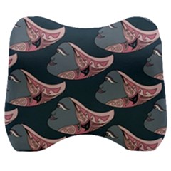 Doodle Queen Fish Pattern Velour Head Support Cushion by tmsartbazaar